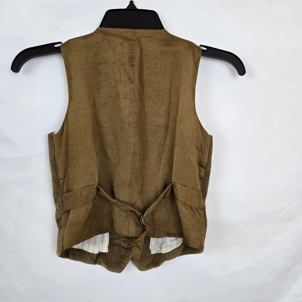 CrewCuts Boys Vintage Brown Corduroy Button Vest Embroidered Dog Print XL 8-9‎